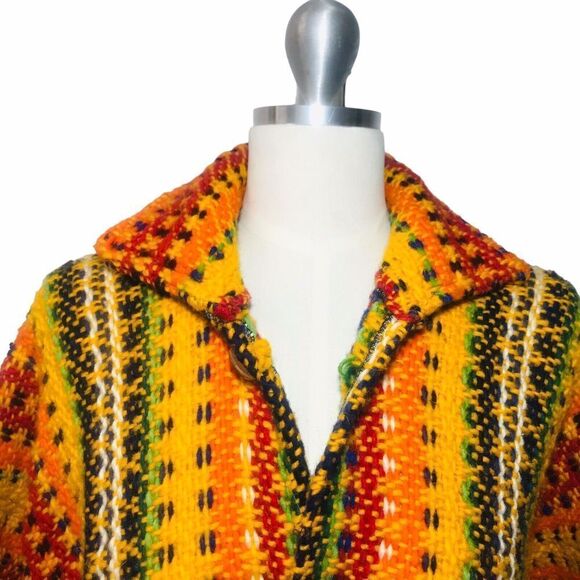 Vintage Ecuador Cardigan 100% Wool Button Up Sweater Jacket Size L Handmade Y2K - Picture 5 of 15